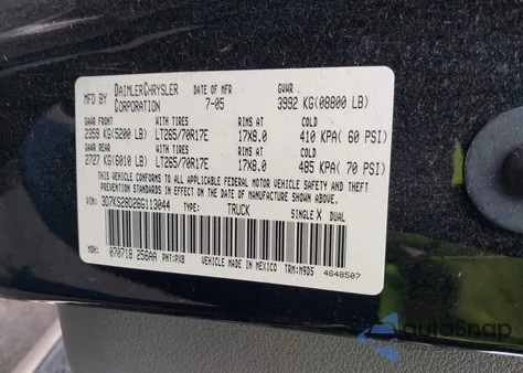 2006 Dodge Ram 2500 Slt/Sport из США, поврежденный, VIN 3D7KS28D26G113044